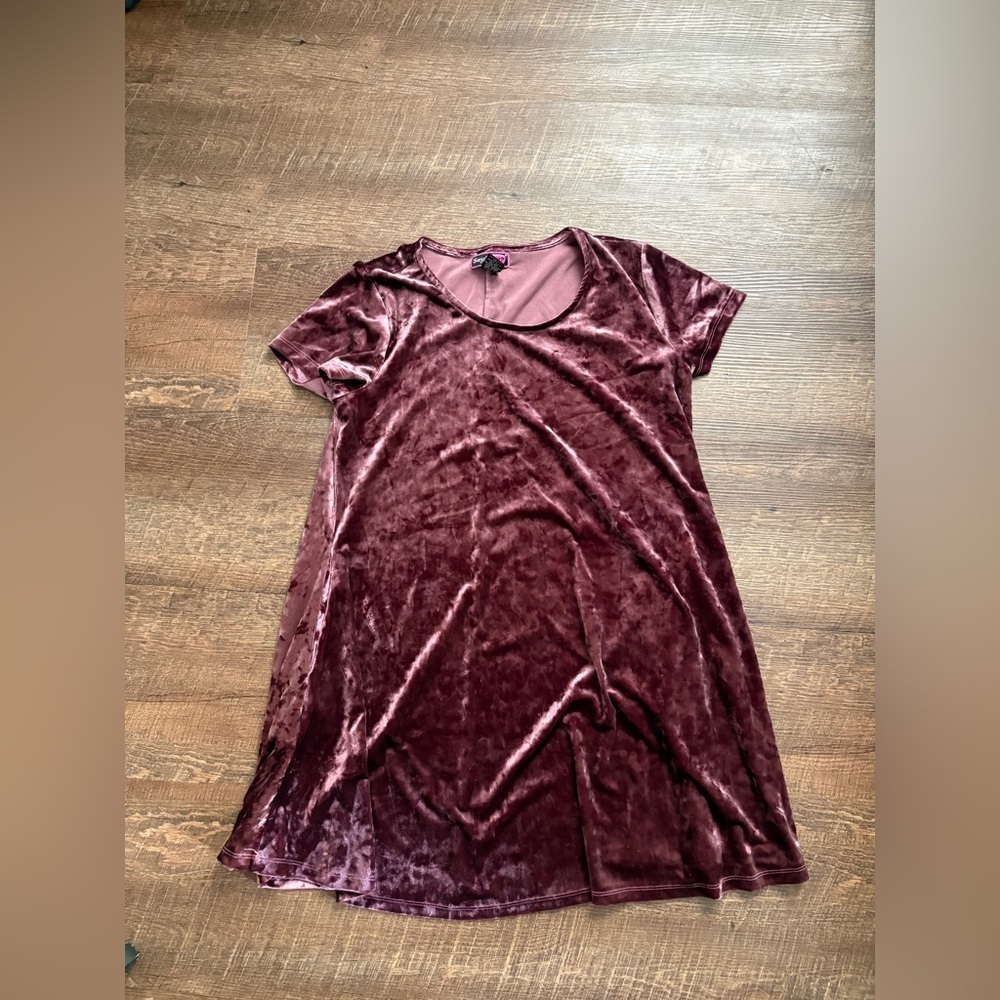 Vintage Y2K crushed velvet swing dress mauve 90s grunge fairy whimsygoth M EUC - Picture 8 of 16